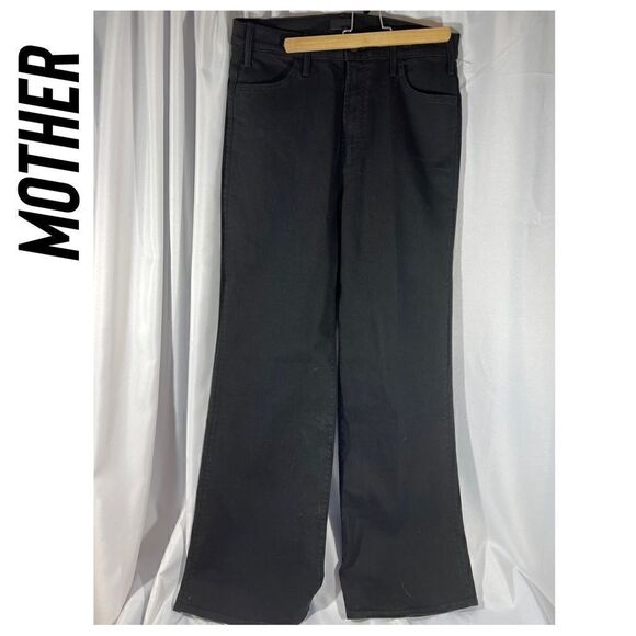 MOTHER THE HUSTLER ROLLER HEEL BLACK DENIM JEANS WASH IS PITCH NWT - Picture 5 of 9
